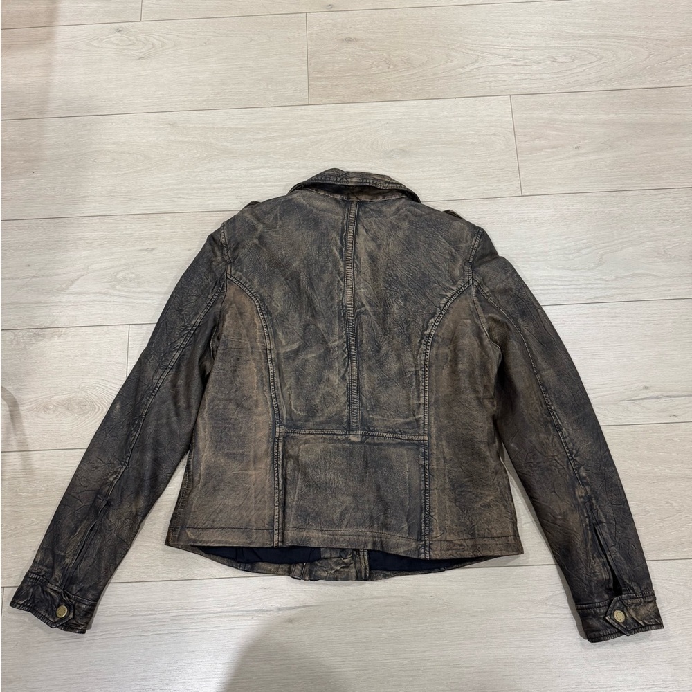 Andrew Marc New York Bronze Leather Moto Jacket - Picture 5 of 6